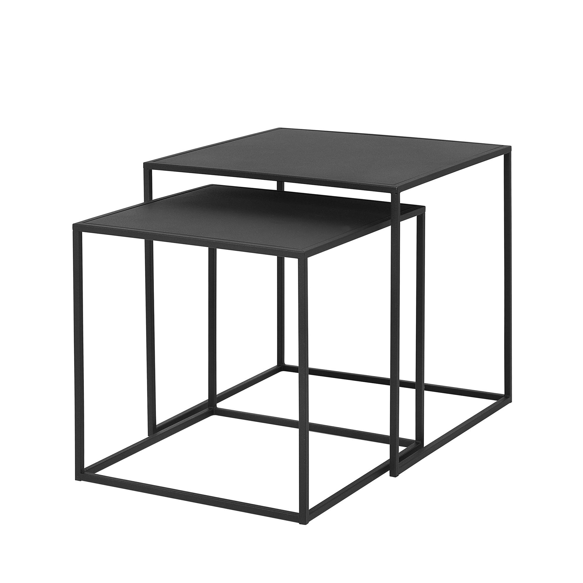 BEISTELLTISCHSET quadratisch Schwarz  - Schwarz, Design, Metall (40/40/40cm) - Blomus