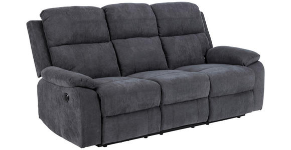 3-SITZER-SOFA Chenille Dunkelgrau  - Dunkelgrau/Schwarz, KONVENTIONELL, Textil/Metall (196,5/98/95cm) - Carryhome