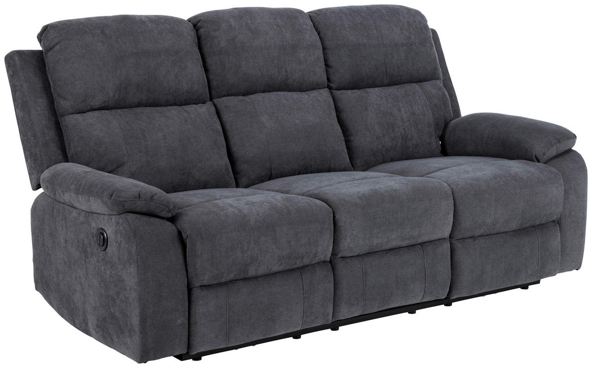3-SITZER-SOFA in Chenille Dunkelgrau  - Dunkelgrau/Schwarz, Konventionell, Textil/Metall (196,5/98/95cm) - MID.YOU