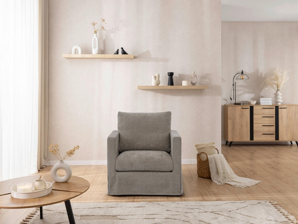 SESSELBEZUG - Braun, Design, Textil (84/89/95cm) - P & B