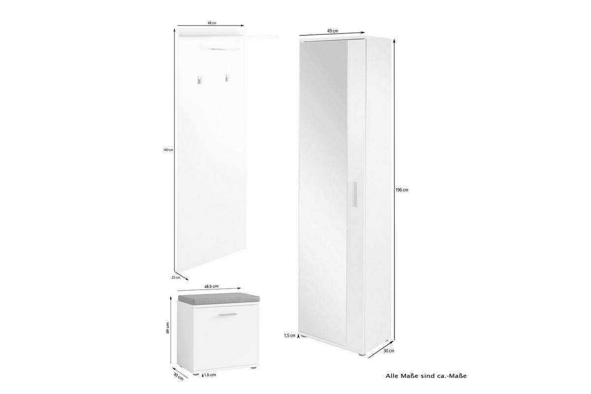 GARDEROBE  in 49/196/30 cm  - Schwarz/Weiß, Design, Holzwerkstoff (49/196/30cm) - MID.YOU