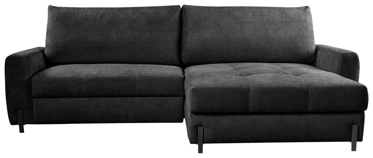 ECKSOFA Anthrazit Struktur  - Anthrazit/Schwarz, Design, Textil/Metall (265/162cm) - MID.YOU