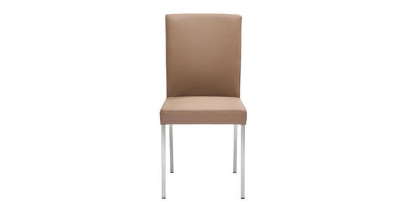 STUHL in Edelstahl Echtleder pigmentiert Metall, Leder - Schlammfarben/Edelstahlfarben, Design, Leder/Metall (47/94/63cm) - Moderano