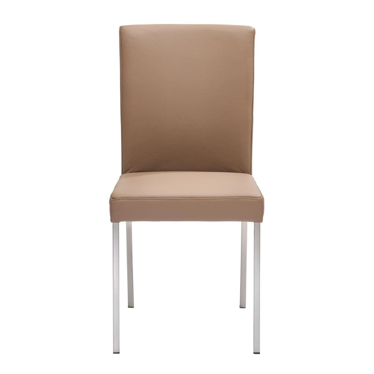 STUHL  in Edelstahl Echtleder pigmentiert Metall, Leder  - Schlammfarben/Edelstahlfarben, Design, Leder/Metall (47/94/63cm) - Moderano