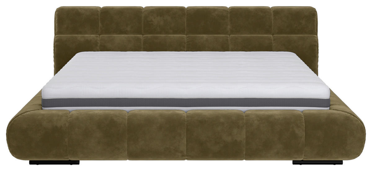 POLSTERBETT 160/200 cm,  in Olivgrün,  - Schwarz/Olivgrün, Design, Textil/Metall (160/200cm) - Belluti