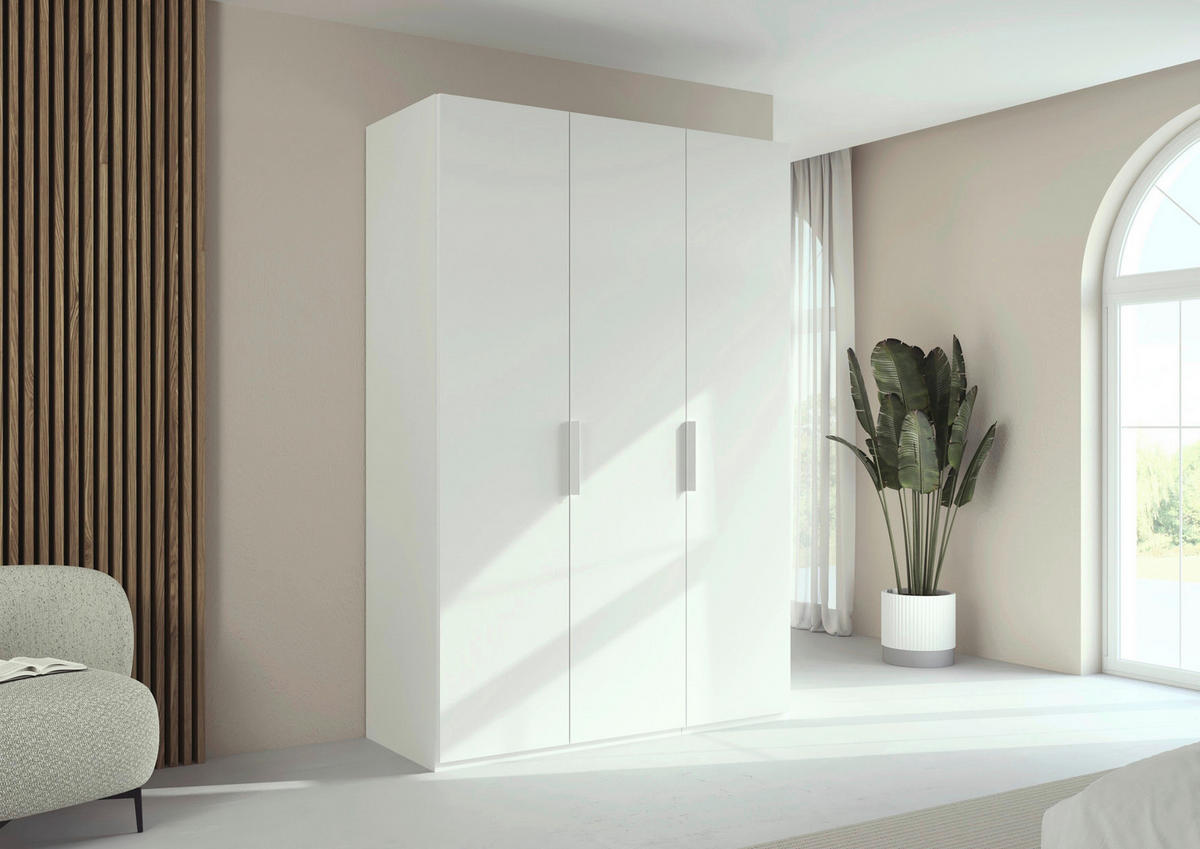 DREHTÜRENSCHRANK 151/235/61 cm,  in Weiß, 3-türig  - Weiß, Basics, Holzwerkstoff/Metall (151/235/61cm) - Novel