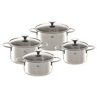 SADA HRNCOV, 4-dielne - strieborná, Basics, kov/sklo - Fissler