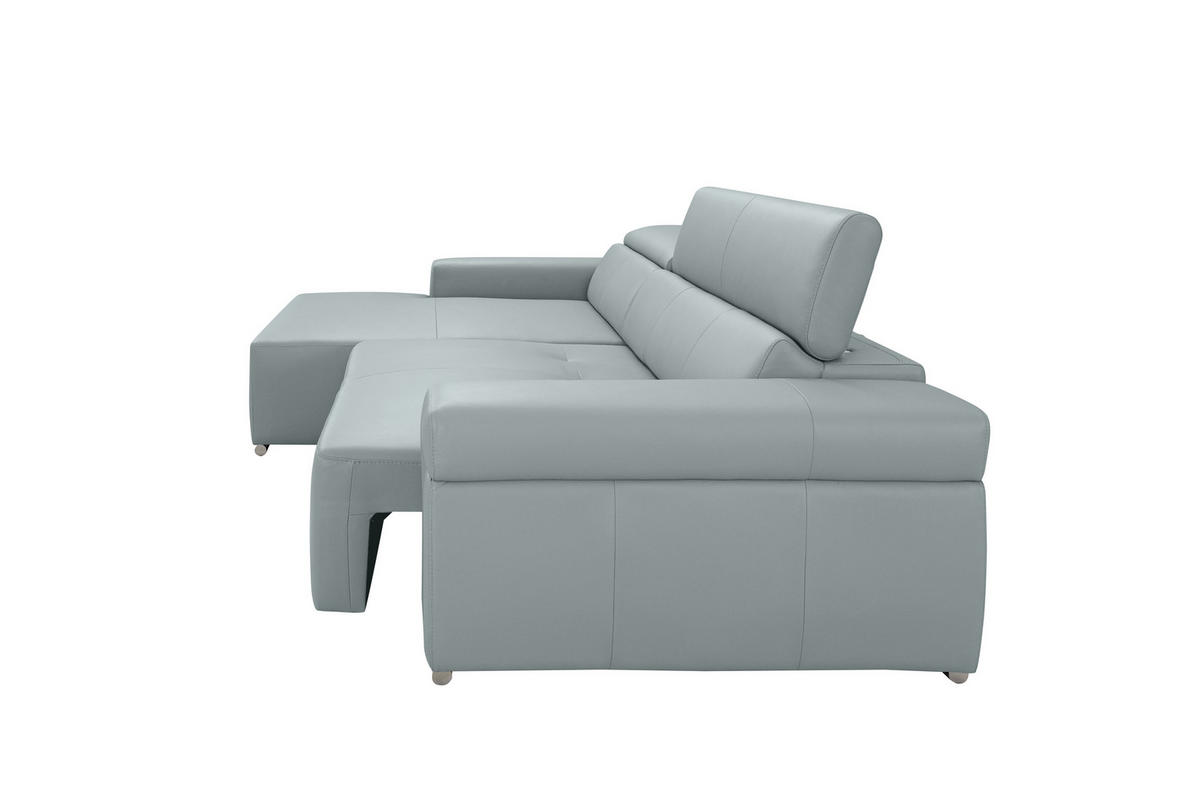 Ecksofa inkl. Funktion DUA Hellgrau Echtleder  - Chromfarben/Hellgrau, Design, Leder/Metall (170/293cm) - Novel