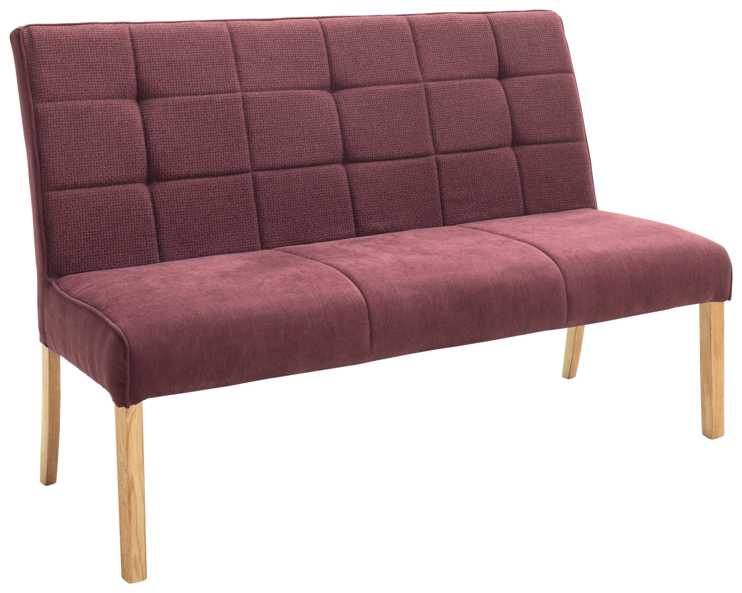 SITZBANK 150/97/69 cm Velours Eichefarben, Bordeaux Eiche massiv  - Eichefarben/Bordeaux, Natur, Holz/Textil (150/97/69cm) - MID.YOU