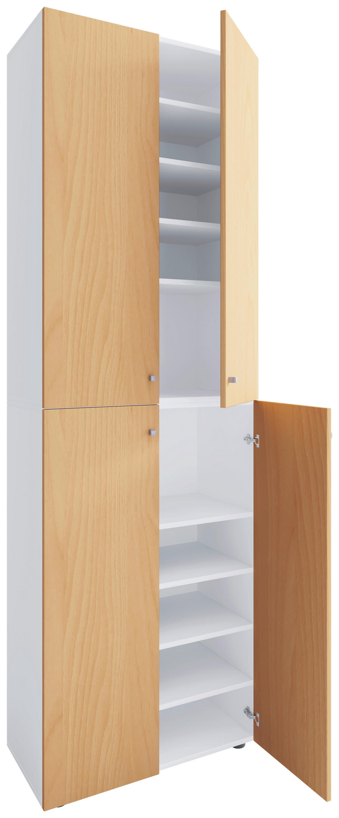 SCHUHSCHRANK Weiß, Buchefarben  - Silberfarben/Buchefarben, Design, Holzwerkstoff/Kunststoff (70/220/40cm) - MID.YOU