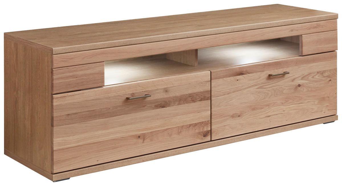 WOHNWAND  in Alteiche  330/208,3/50,2 cm  - Alteiche/Silberfarben, KONVENTIONELL, Glas/Holz (330/208,3/50,2cm) - Livetastic