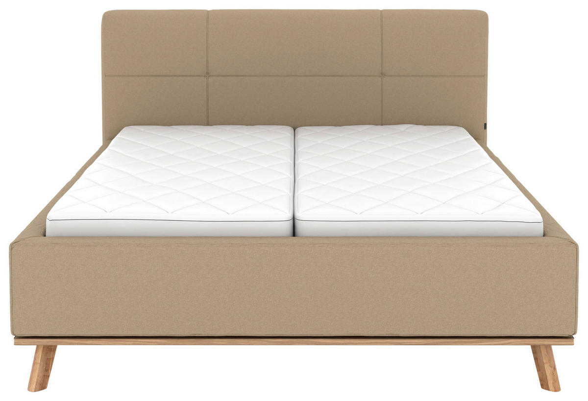 POLSTERBETT Matratze, Lattenrost, Bettkasten 160/200 cm  in Beige  - Eichefarben/Beige, Design, Holz/Textil (160/200cm) - Musterring