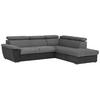 ECKSOFA in Mikrofaser Schwarz, Dunkelgrau  - Chromfarben/Dunkelgrau, Design, Textil/Metall (262/216cm) - Livetastic