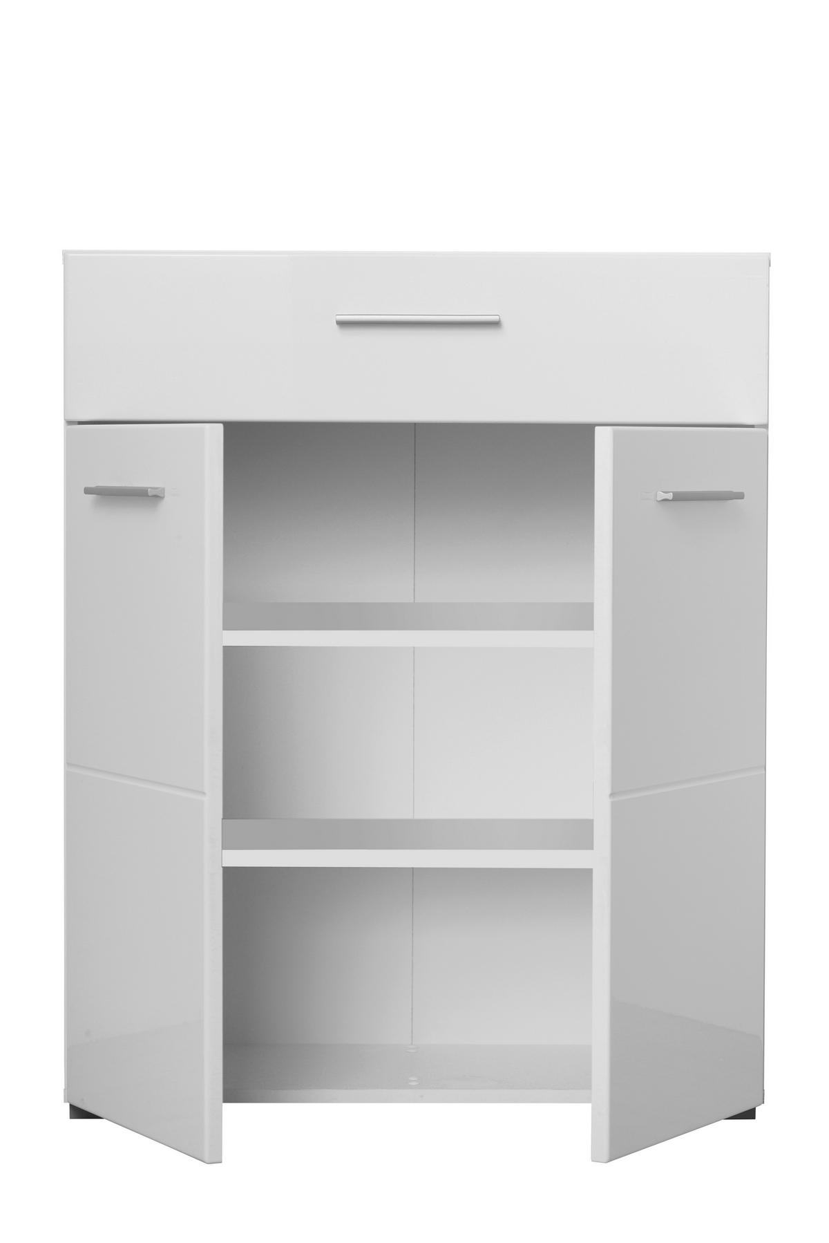 CIPŐSSZEKRÉNY 79/97,5/35 cm  - magasfényű fehér/fehér, Basics, faalapú anyag (79/97,5/35cm) - Xora