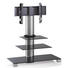 TV-RACK Alufarben, Schwarz - Alufarben/Schwarz, KONVENTIONELL, Glas/Metall (100/103/44cm)