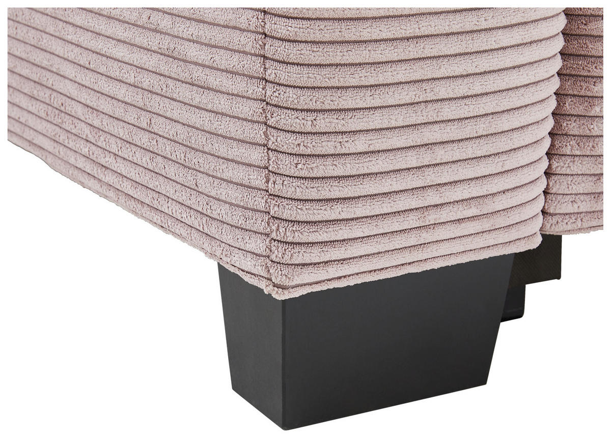 ECKSOFA Rosa Cord  - Schwarz/Rosa, KONVENTIONELL, Holz/Textil (267/181cm) - Carryhome