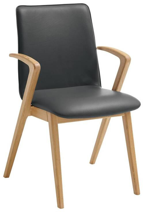 ARMLEHNSTUHL  in Echtleder pigmentiert  - Eichefarben/Anthrazit, Basics, Leder/Holz (54/86/62cm) - Venjakob