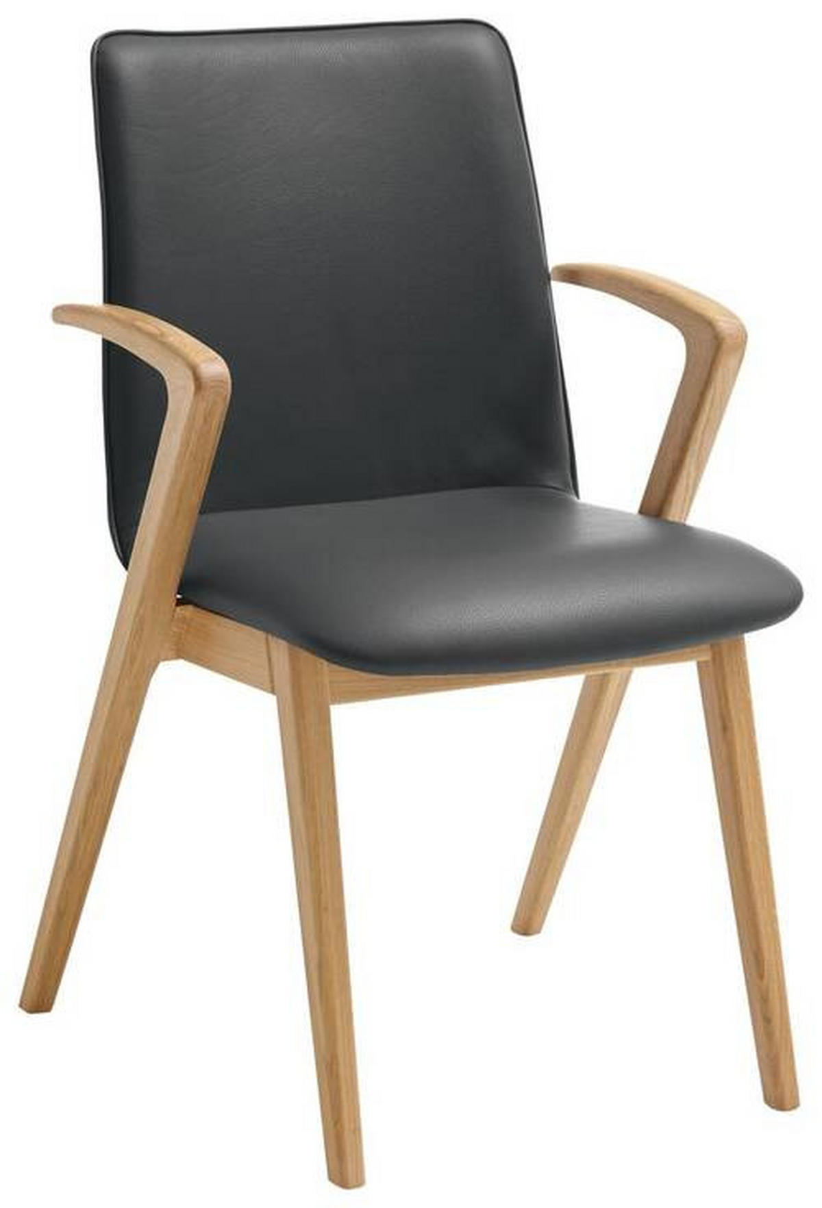 ARMLEHNSTUHL  in Echtleder pigmentiert  - Eichefarben/Anthrazit, Basics, Leder/Holz (54/86/62cm) - Venjakob