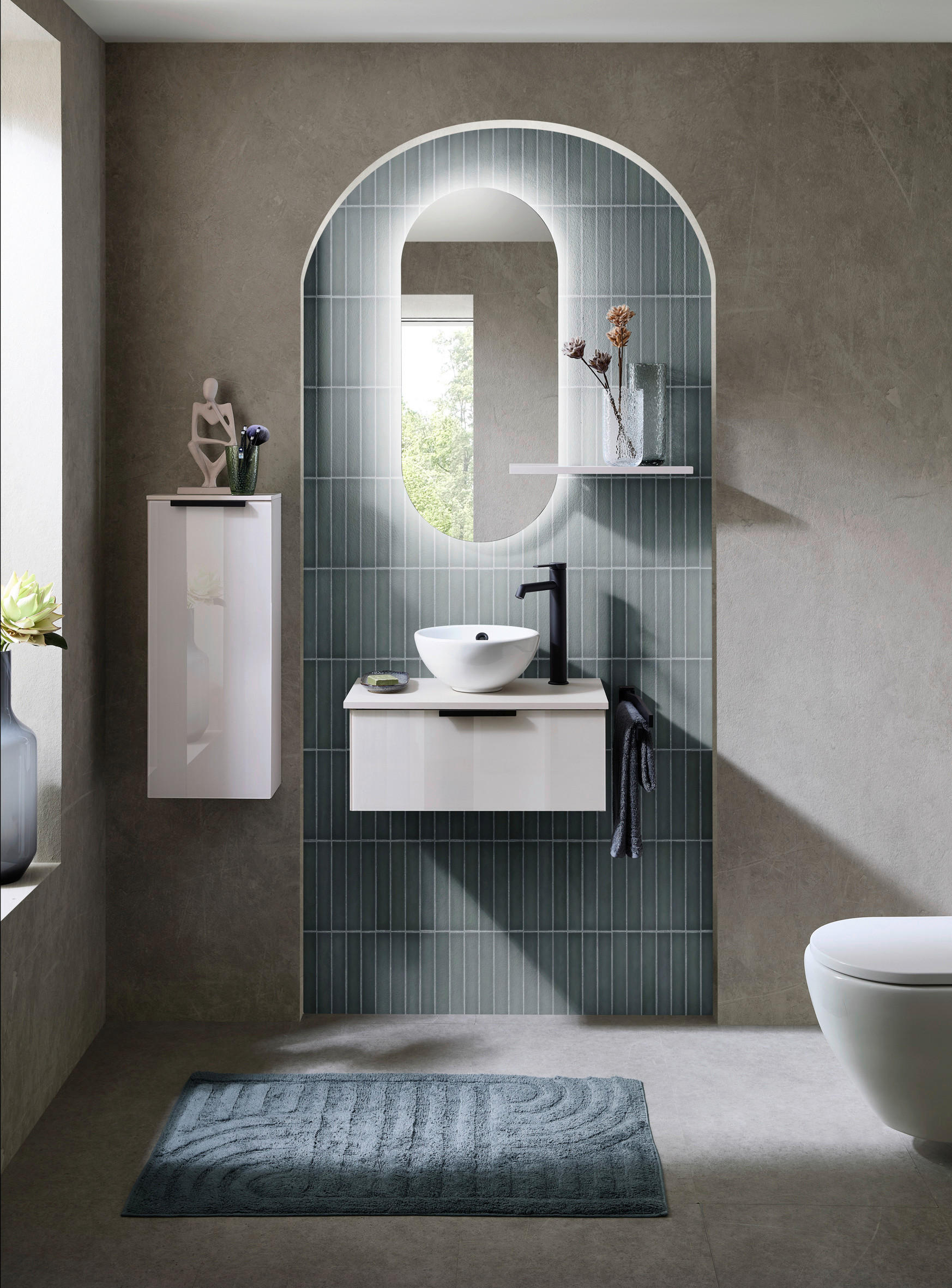 Thumbnail - Leonardo Living Unterschrank Leonardo, Kaschmir, Glas, 2 Fächer, 30x73x15 cm, Made in Germany, hängend, Badezimmer, Bade...