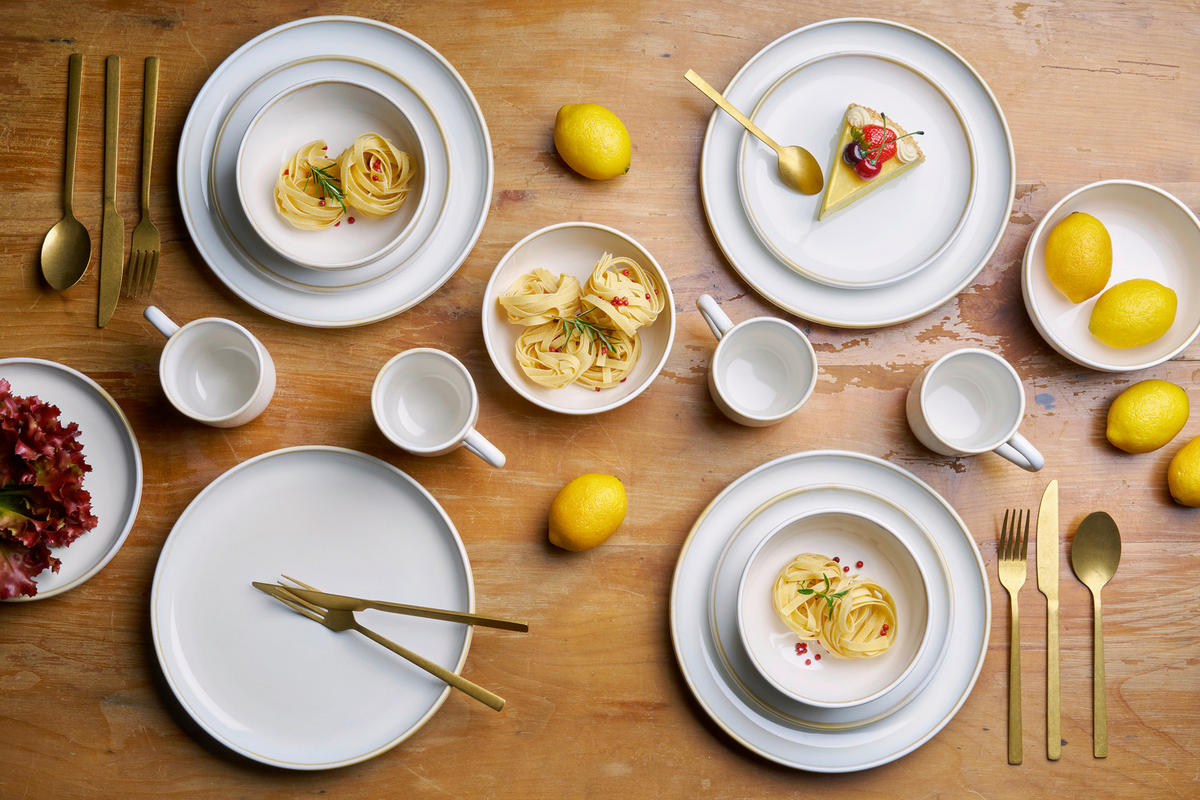 KOMBISERVICE Creme Vigo 16-teilig 4 Personen  - Creme, Basics, Keramik - Van Well