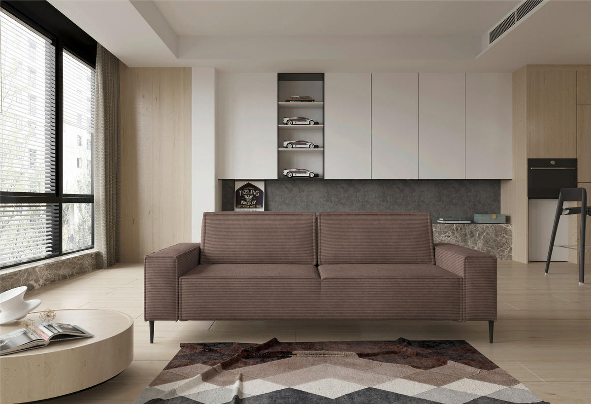 SCHLAFSOFA in Webstoff Braun  - Schwarz/Braun, Design, Textil/Metall (240/89/103cm) - Ti'me