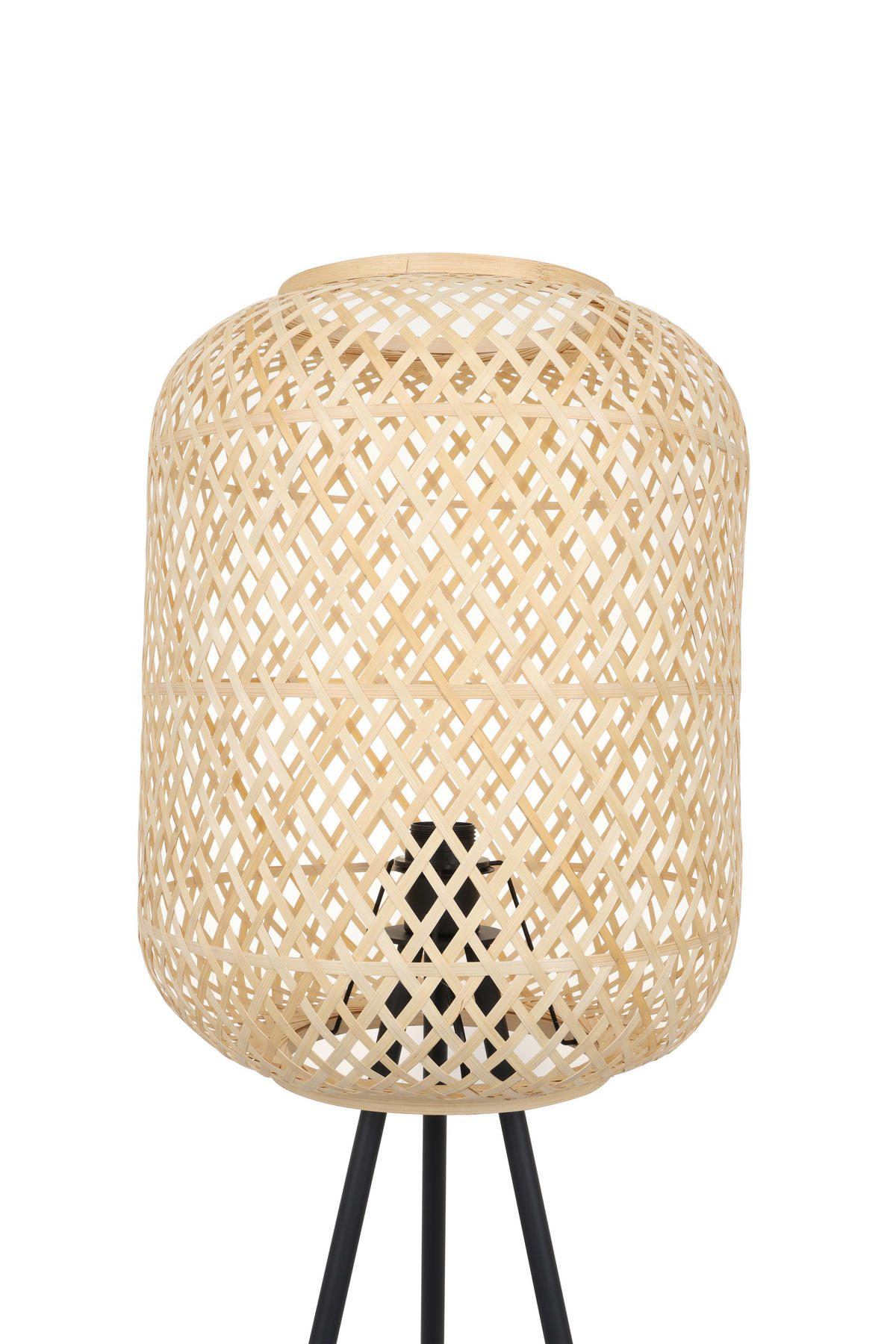STOJACÍ LAMPA, 62/165 cm  - černá/přírodní barvy, Trend, kov/přírodní materiály (62/165cm) - Novel