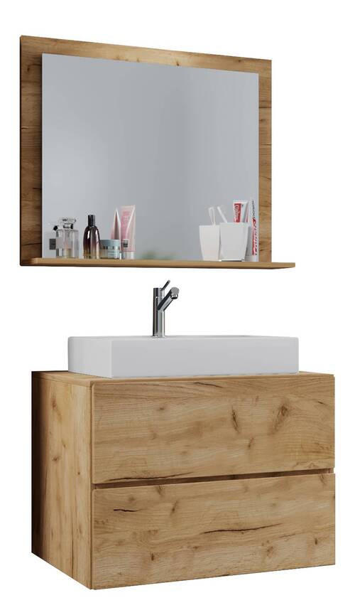 BADEZIMMER 3-teilig  in 80 cm  - Honigeiche/Weiß, MODERN, Keramik/Holzwerkstoff (80cm) - MID.YOU