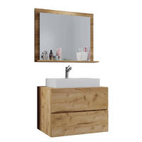 BADEZIMMER 3-teilig  in 80 cm  - Honigeiche/Weiss, Modern, Keramik/Holzwerkstoff (80cm) - MID.YOU