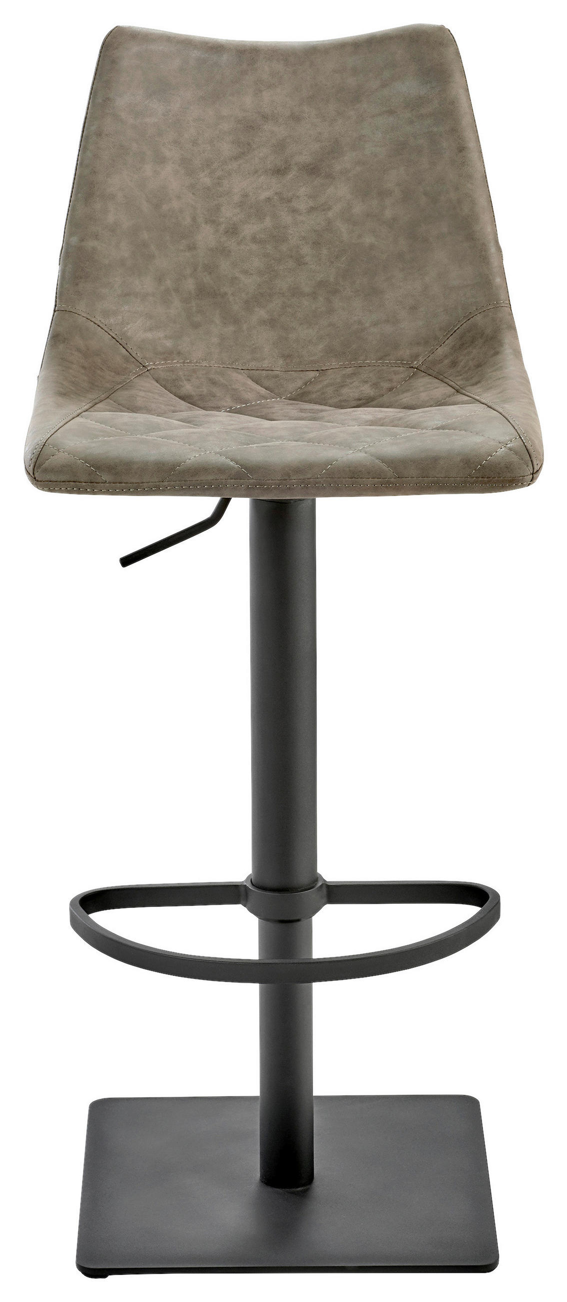 BARHOCKER Lederlook Schwarz, Schlammfarben Stahl Sitzfläche 360° drehbar, Typenauswahl  - Schlammfarben/Schwarz, Design, Textil/Metall (43/85-110/50cm)