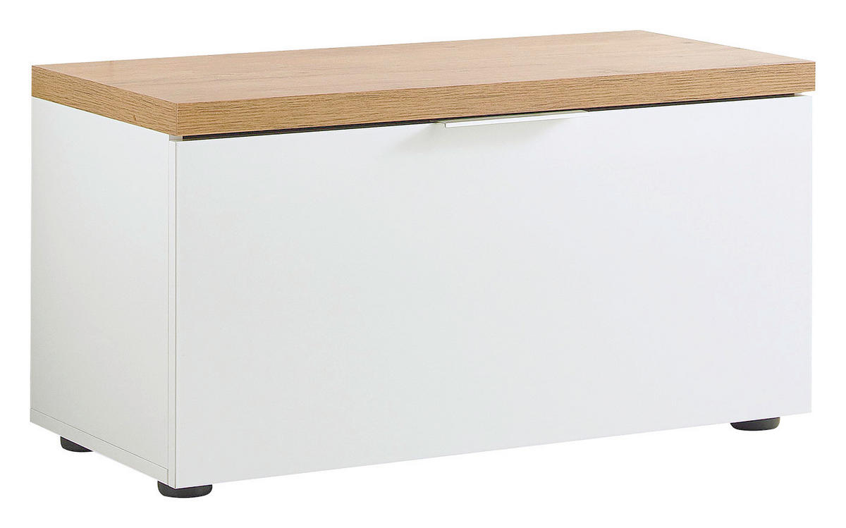 BOTNÍK S LAVICÍ, 80/42/38 cm - bílá/barvy dubu, Design, kov/kompozitní dřevo (80/42/38cm) - Xora