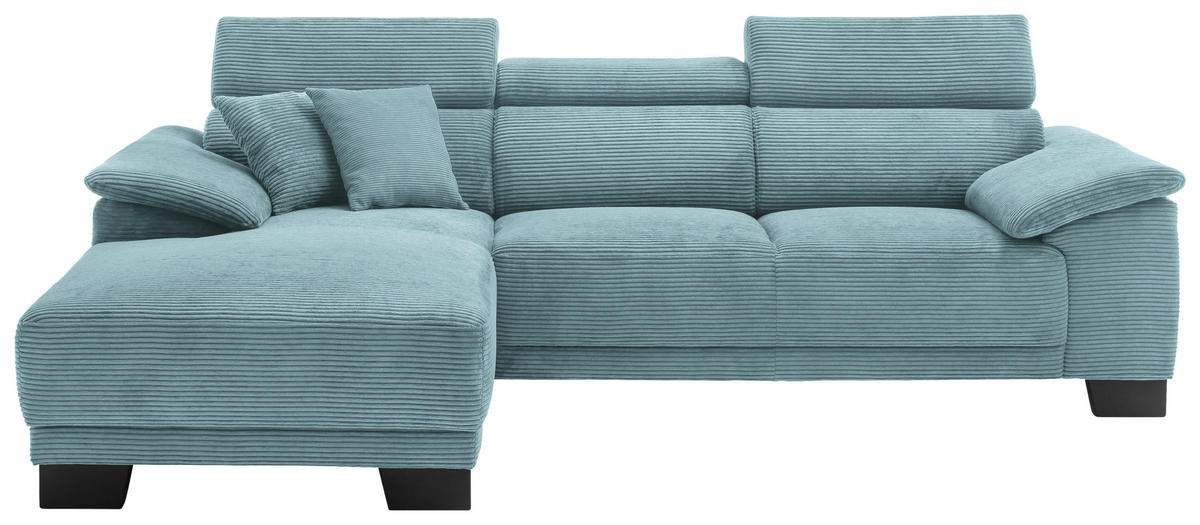 ECKSOFA in Cord Hellblau  - Schwarz/Hellblau, Design, Holz/Textil (174/270cm) - Pure Home Lifestyle