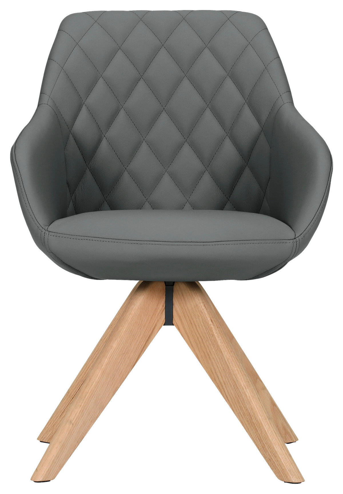 ARMLEHNSTUHL  Typenauswahl, Sitzfläche 360° drehbar, automatische Rückholfunktion  Echtleder  - Naturfarben/Grau, Design, Leder/Holz (60/83/65cm) - Landscape