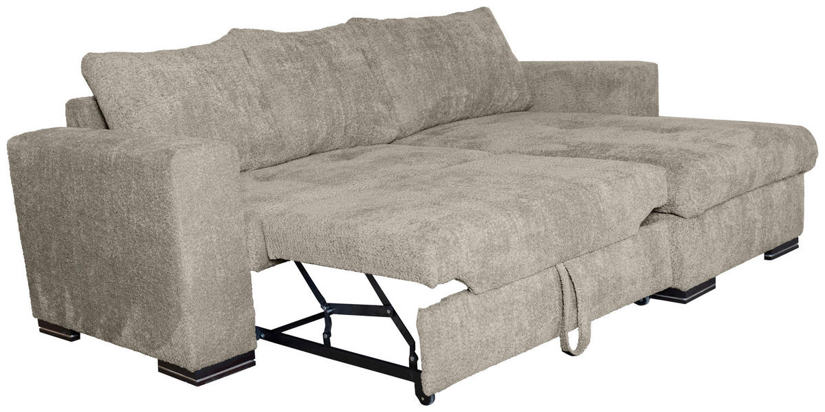 ECKSOFA Creme Webstoff  - Creme/Braun, KONVENTIONELL, Holz/Textil (170/235cm) - Carryhome