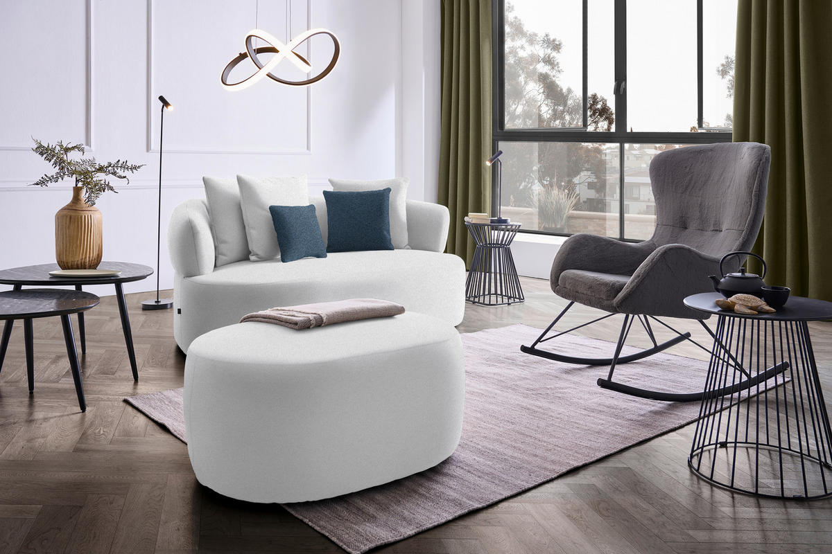 2-SITZER-SOFA in Plüsch Hellgrau  - Hellgrau/Schwarz, MODERN, Kunststoff/Textil (177/86/105cm) - Hom`in