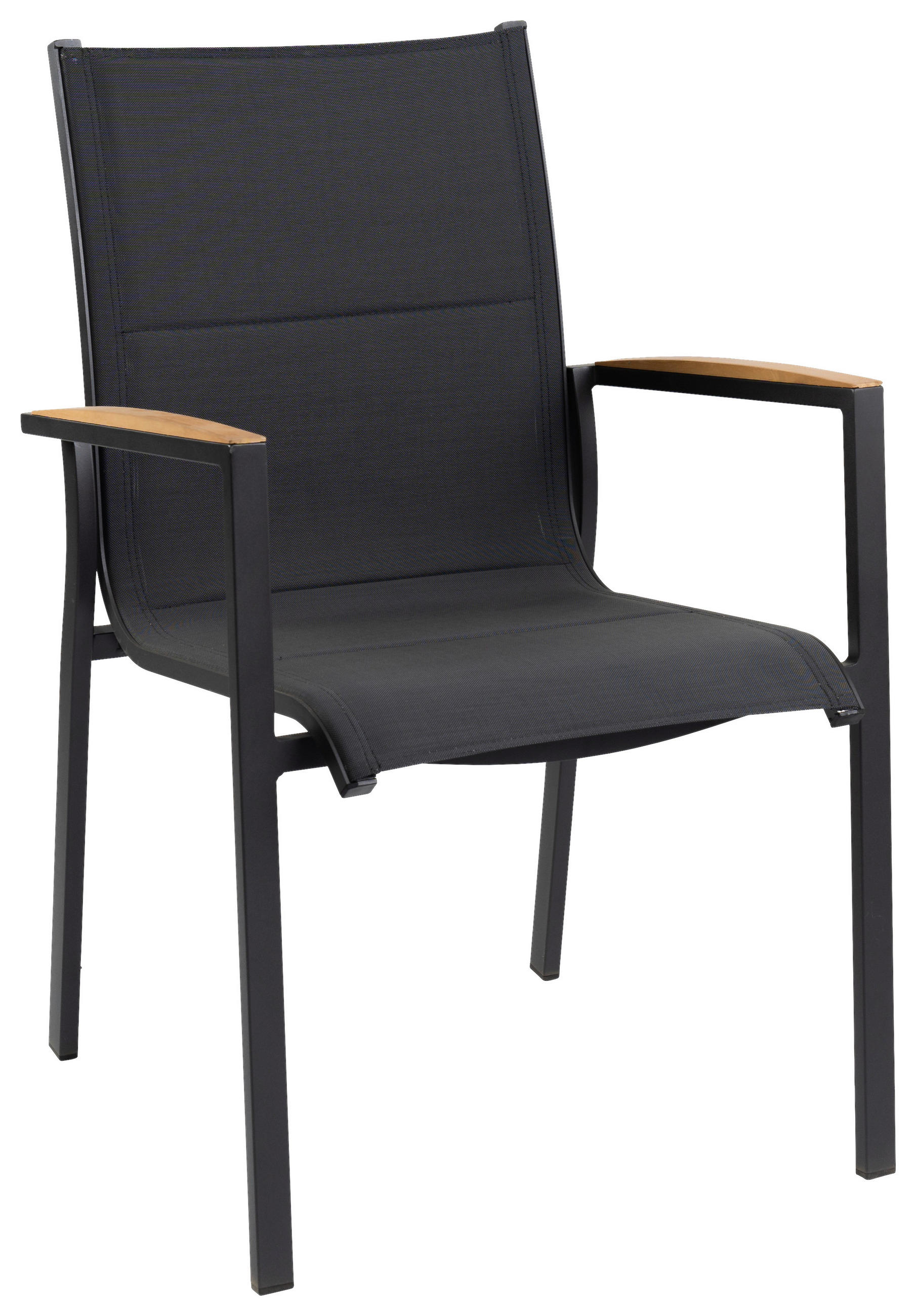 STAPELSTUHL in Metall, Holz, Textil Anthrazit  - Anthrazit/Teakfarben, Basics, Holz/Kunststoff (57/100/70cm) - Tierra Outdoor