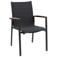 STAPELSTUHL in Metall, Holz, Textil Anthrazit  - Anthrazit/Teakfarben, Basics, Holz/Kunststoff (57/100/70cm) - Tierra Outdoor