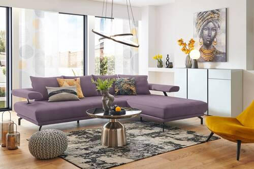 ECKSOFA in Mikrofaser Lila, Flieder  - Lila/Flieder, Design, Textil/Metall (305/224cm) - Dieter Knoll