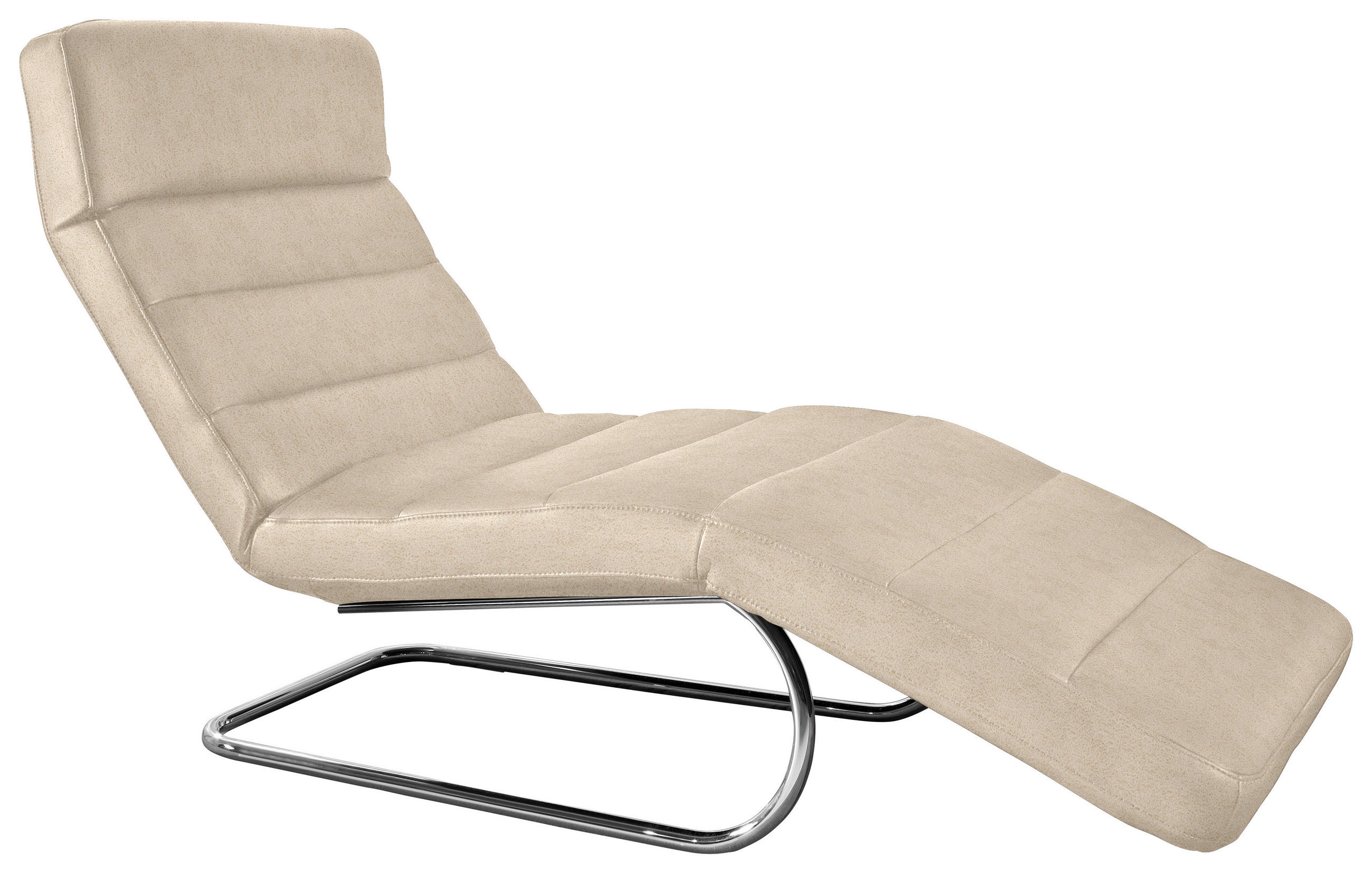 RELAXLIEGE in Mikrofaser Beige  - Chromfarben/Beige, Design, Textil/Metall (65/91/170cm) - Chilliano