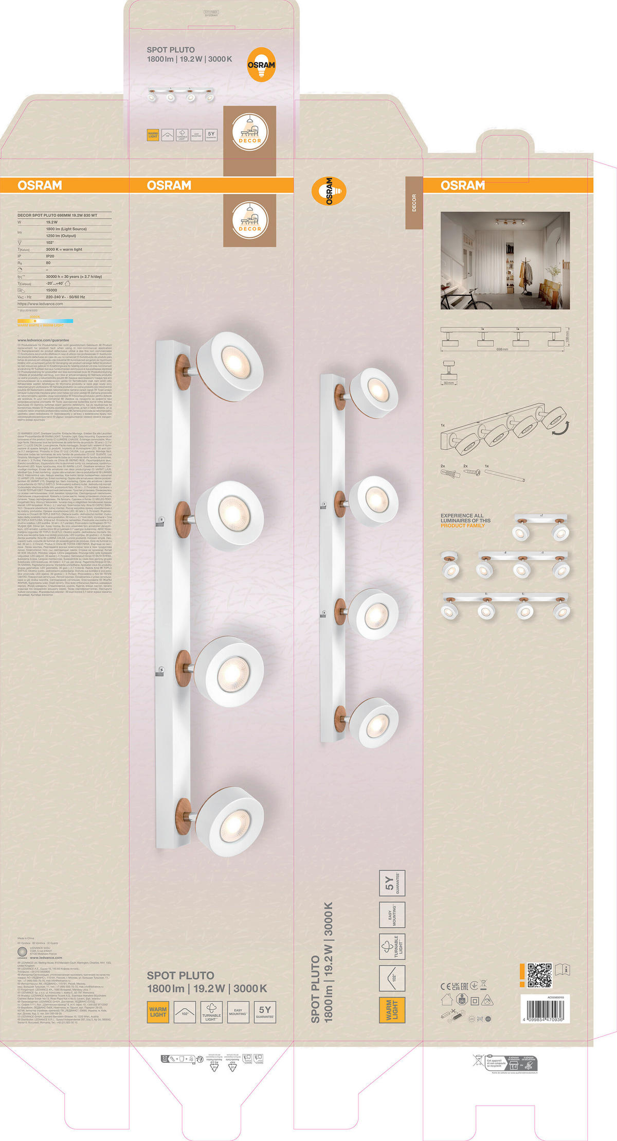 LED-STRAHLER 69,8/9/10,8 cm   - Weiß, Design, Holz/Kunststoff (69,8/9/10,8cm) - Osram