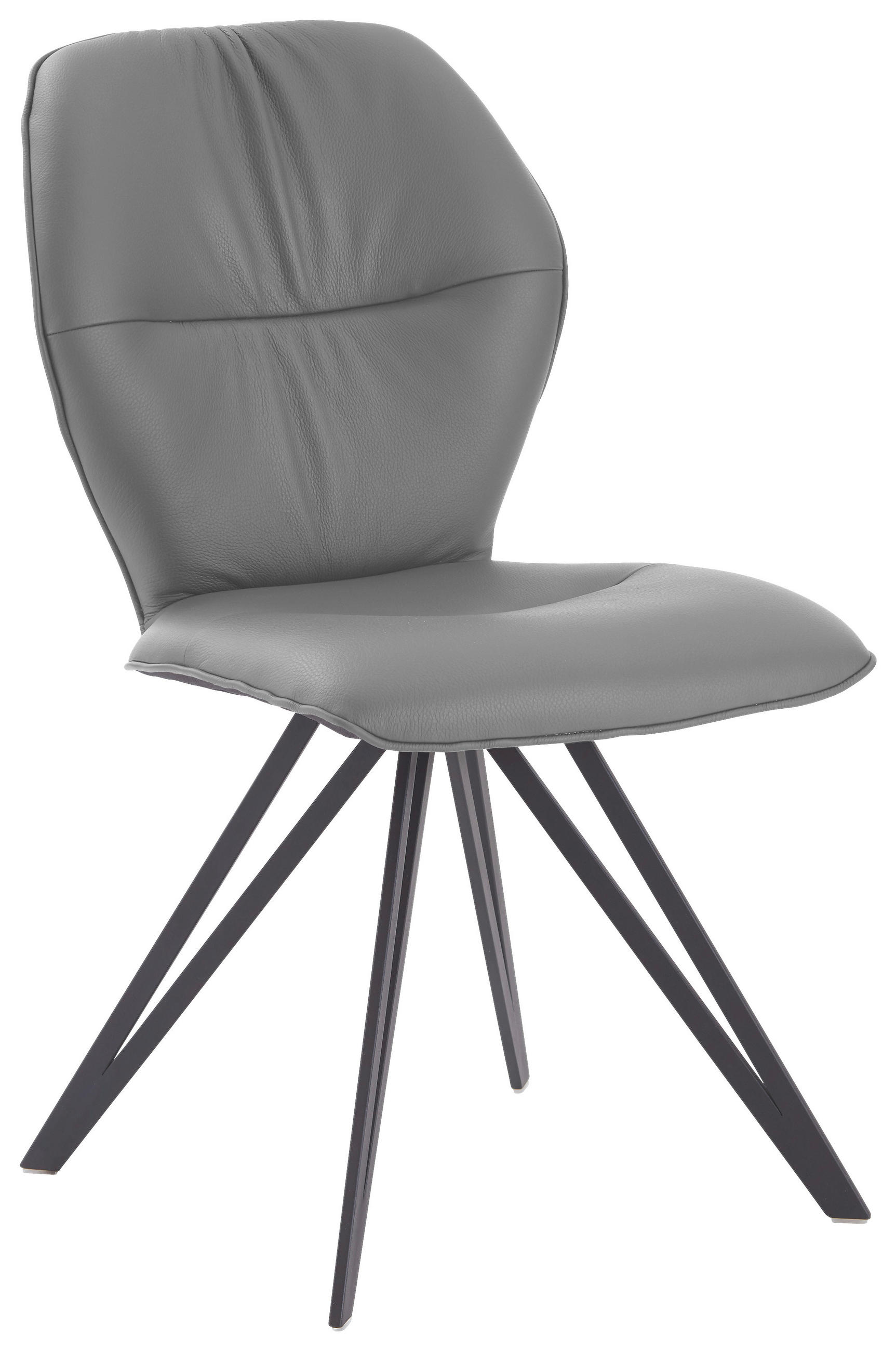 STUHL Echtleder Graphitfarben, Grau  - Schwarz/Graphitfarben, Design, Leder/Textil (58/91/59cm) - Valdera