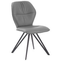 STUHL Echtleder Graphitfarben, Grau  - Graphitfarben/Schwarz, Design, Leder/Textil (58/91/59cm) - Valdera