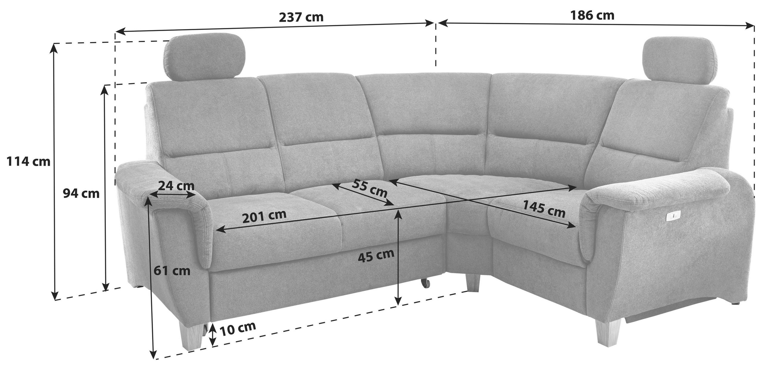 Thumbnail - Livetastic Ecksofa, Anthrazit, Textil, Buche, Uni, 4-Sitzer, L-Form, 237x186 cm, Made in EU, seitenverkehrt erhältlich, ...