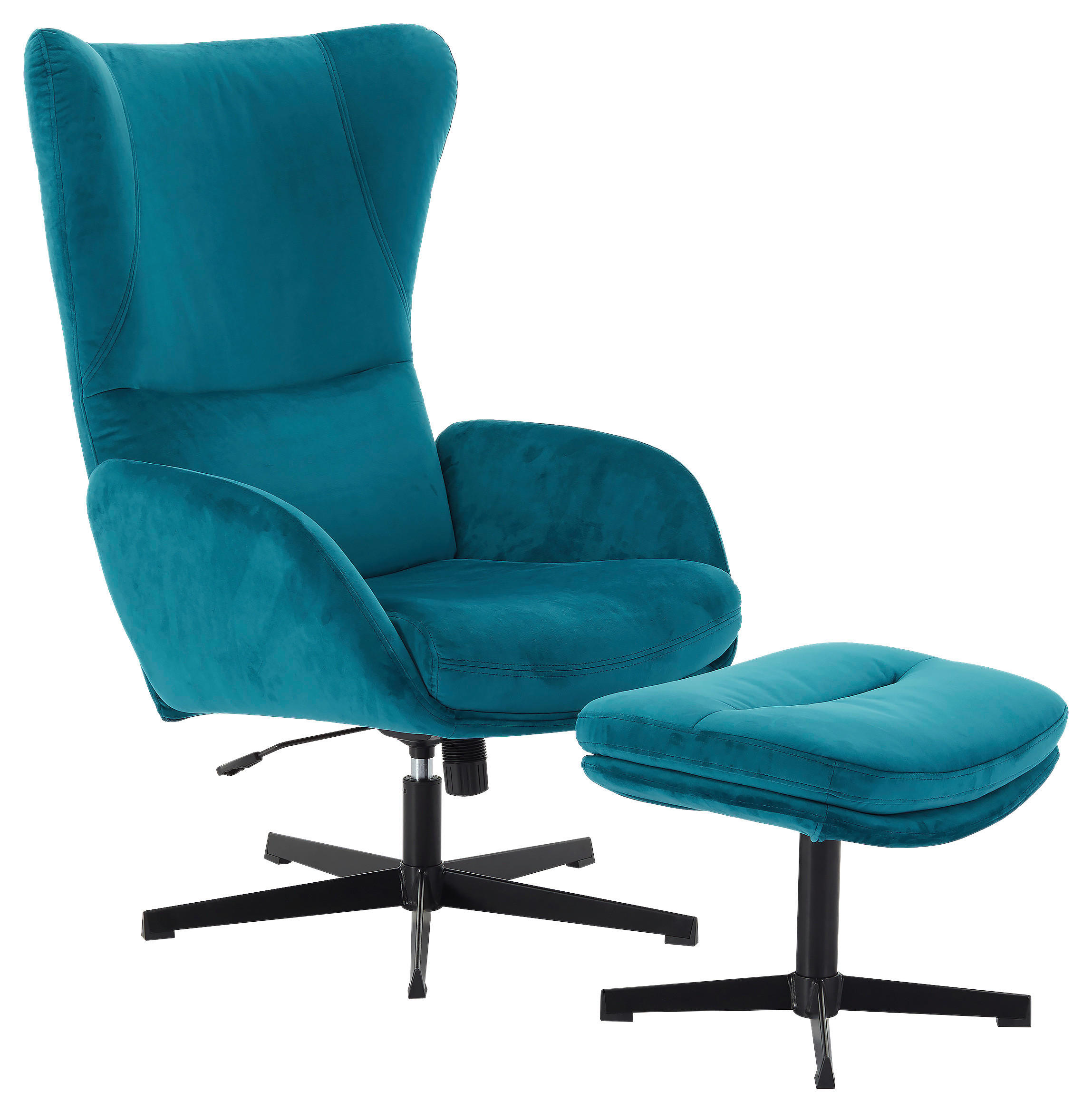 RELAXSESSELSET Samt    - Petrol/Schwarz, Design, Textil/Metall (70/109/86cm) - Hom`in