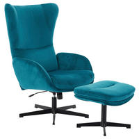 RELAXAČNÉ KRESLO S PODNOŽKOU, kov, textil, petrolejová - čierna/petrolejová, Design, kov/textil (70/109/86cm) - Hom`in