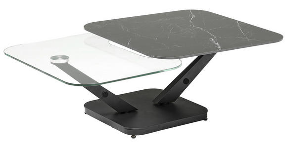 COUCHTISCH in Metall, Glas, Keramik 80-127/80/40 cm - Silberfarben/Titanfarben, Design, Glas/Keramik (80-127/80/40cm) - Dieter Knoll