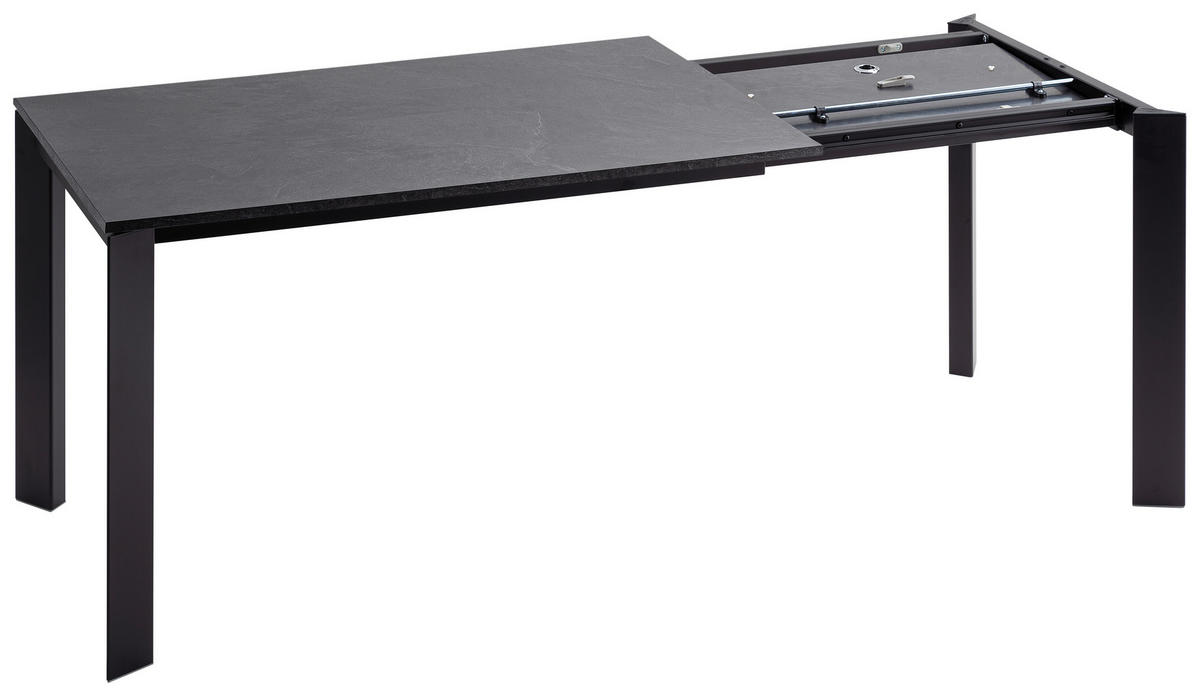 ESSTISCH Schwarz, Schieferfarben rechteckig  ausziehbar, in verschiedenen Größen erhältlich  - Schieferfarben/Schwarz, Design, Holzwerkstoff/Metall (120-180/80/75cm) - home24