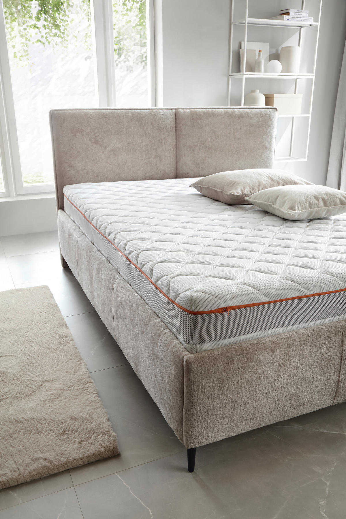 POLSTERBETT 140/200 cm  in Beige  - Beige/Schwarz, MODERN, Holz/Textil (140/200cm) - MID.YOU