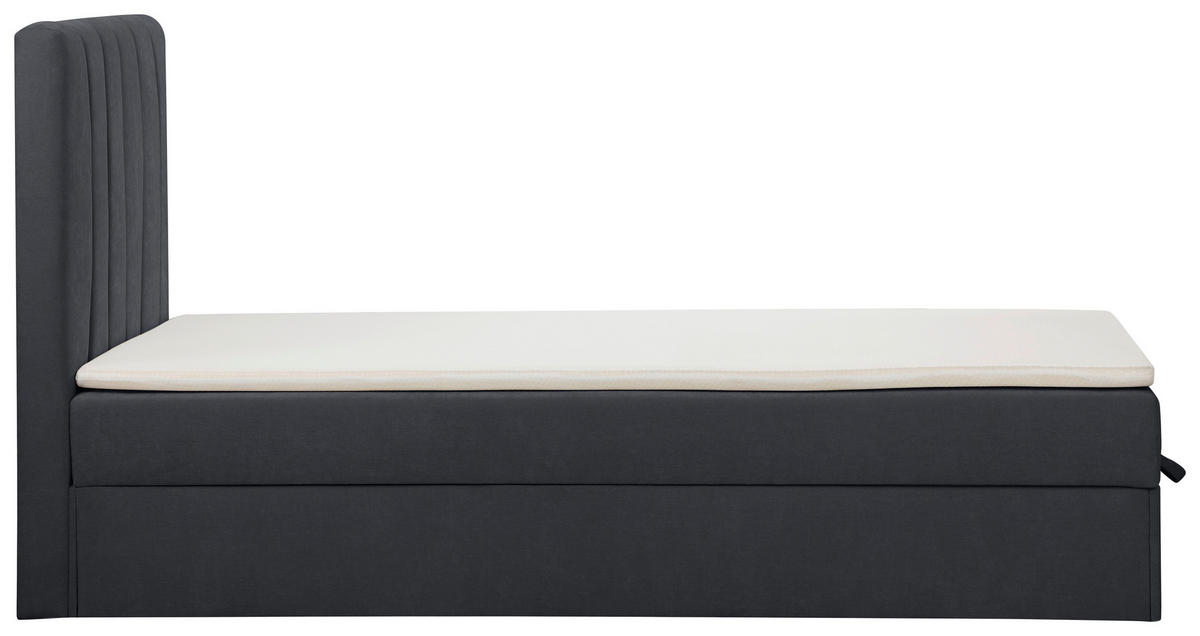 BOXBETT 100/200 cm,  in Anthrazit, Matratze, gepolstertes Kopfteil, Bettkasten, Topper, H3 = fest  - Anthrazit/Schwarz, Basics, Kunststoff/Textil (100/200cm) - Chameo