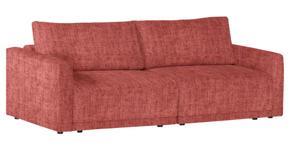 2,5-SITZER in Velours Rot - Rot/Schwarz, Design, Kunststoff/Textil (240/70/125cm) - Xora