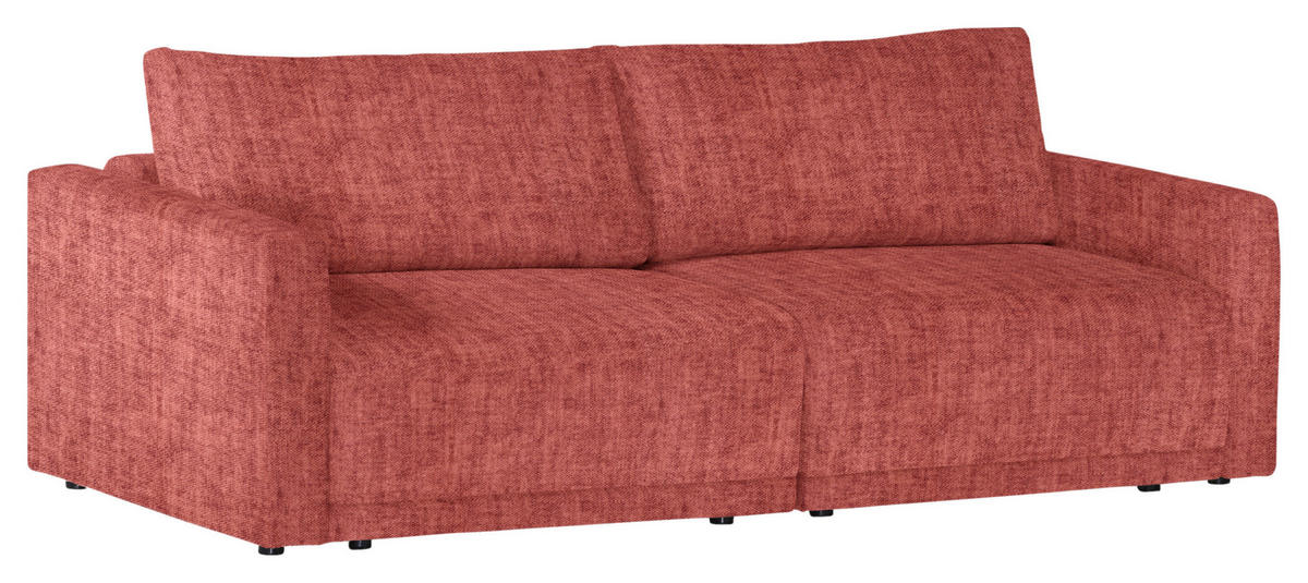 2,5-SITZER in Velours Rot  - Rot/Schwarz, Design, Kunststoff/Textil (240/70/125cm) - Xora